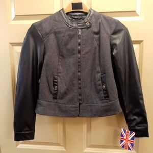 Miss London Black Leatherette Jacket - size large